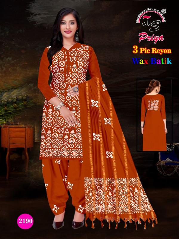 Js Priya Rayon Batic Special Cotton Designer Dress Material